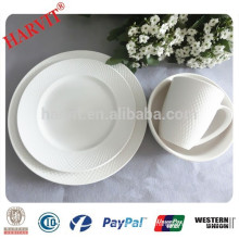 2015 New design 16pcs Embossed Stoneware Dinner Set